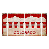 Colorado White|Red Mountains Cut License Plate Strips (Set of 8) Latte
