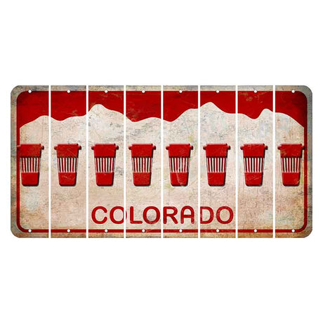 Colorado White|Red Mountains Cut License Plate Strips (Set of 8) Latte