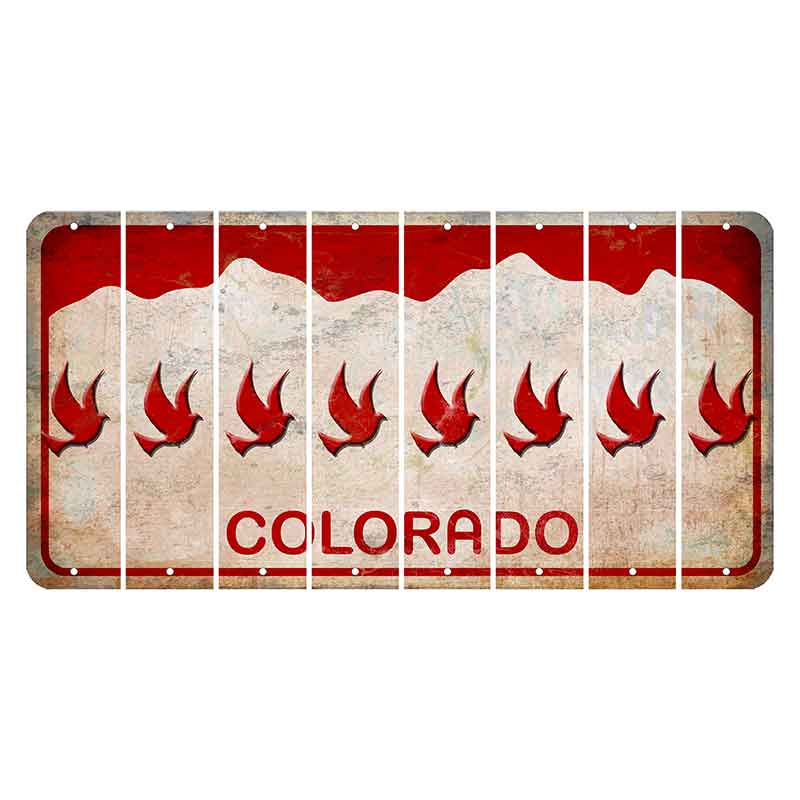 Colorado White|Red Mountains Cut License Plate Strips (Set of 8) Dove