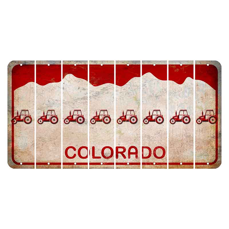 Colorado White|Red Mountains Cut License Plate Strips (Set of 8) Tractor