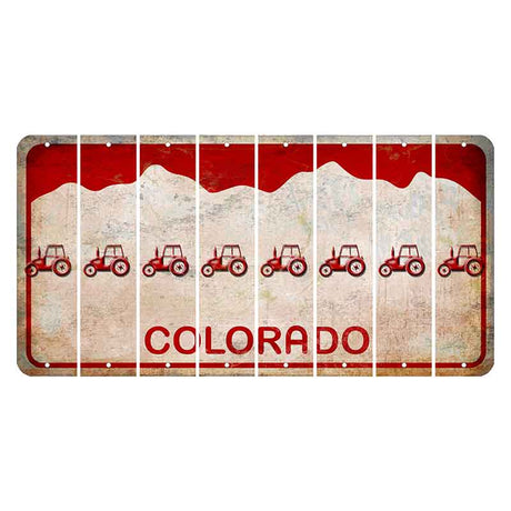 Colorado White|Red Mountains Cut License Plate Strips (Set of 8) Tractor
