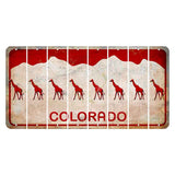 Colorado White|Red Mountains Cut License Plate Strips (Set of 8) Giraffe