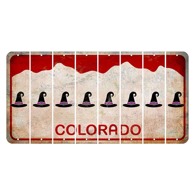 Colorado White|Red Mountains Cut License Plate Strips (Set of 8) Witches Hat