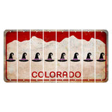 Colorado White|Red Mountains Cut License Plate Strips (Set of 8) Witches Hat
