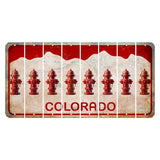 Colorado White|Red Mountains Cut License Plate Strips (Set of 8) Fire Hydrant
