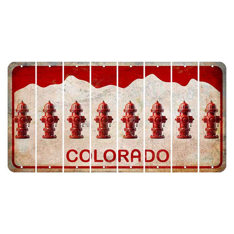 Colorado White|Red Mountains Cut License Plate Strips (Set of 8) Fire Hydrant