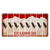 Colorado White|Red Mountains Cut License Plate Strips (Set of 8) Bald Eagle