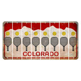 Colorado White|Red Mountains Cut License Plate Strips (Set of 8) Pickleball
