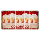 Colorado White|Red Mountains Cut License Plate Strips (Set of 8) Cocktail