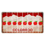 Colorado White|Red Mountains Cut License Plate Strips (Set of 8) Apple