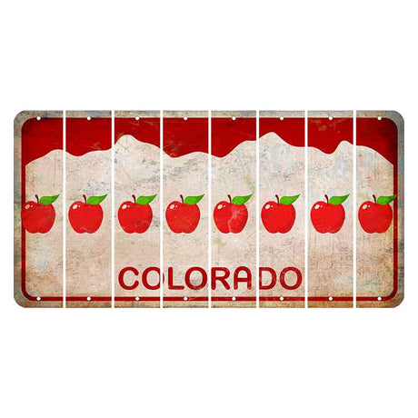 Colorado White|Red Mountains Cut License Plate Strips (Set of 8) Apple