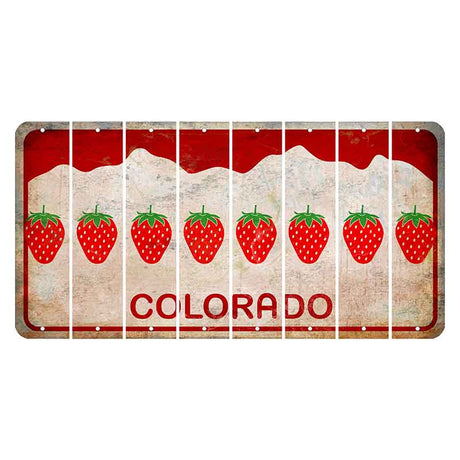 Colorado White|Red Mountains Cut License Plate Strips (Set of 8) Strawberry