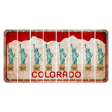 Colorado White|Red Mountains Cut License Plate Strips (Set of 8) Statue of Liberty