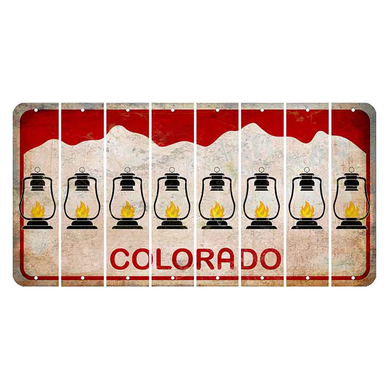 Colorado White|Red Mountains Cut License Plate Strips (Set of 8) Lantern