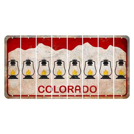 Colorado White|Red Mountains Cut License Plate Strips (Set of 8) Lantern