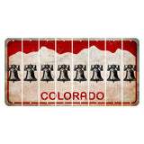 Colorado White|Red Mountains Cut License Plate Strips (Set of 8) Liberty Bell