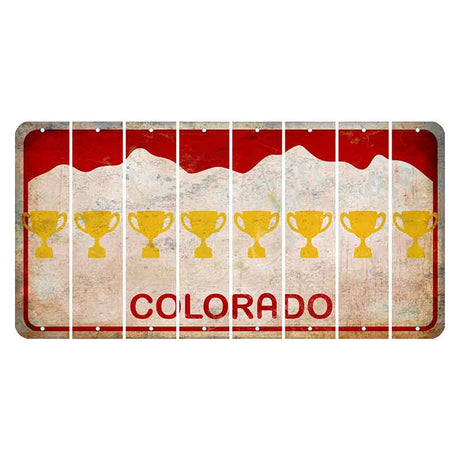 Colorado White|Red Mountains Cut License Plate Strips (Set of 8) Trophy