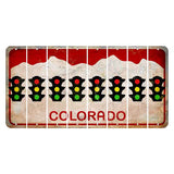 Colorado White|Red Mountains Cut License Plate Strips (Set of 8) Traffic Light
