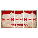Colorado White|Red Mountains Cut License Plate Strips (Set of 8) Crab