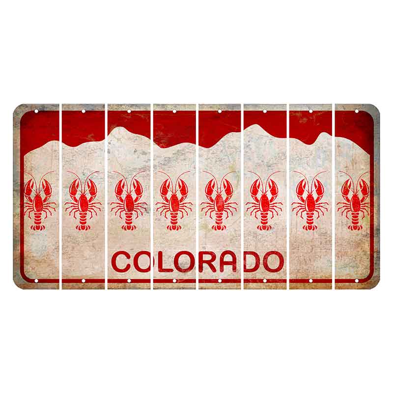 Colorado White|Red Mountains Cut License Plate Strips (Set of 8) Lobster