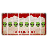 Colorado White|Red Mountains Cut License Plate Strips (Set of 8) Alien