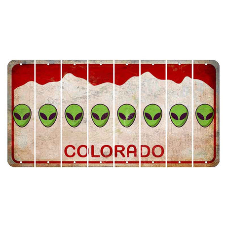 Colorado White|Red Mountains Cut License Plate Strips (Set of 8) Alien