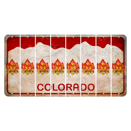 Colorado White|Red Mountains Cut License Plate Strips (Set of 8) Campfire