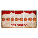 Colorado White|Red Mountains Cut License Plate Strips (Set of 8) Basketball