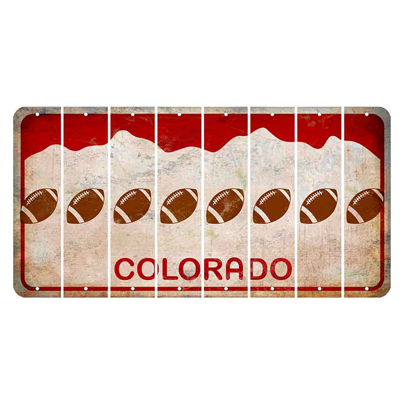 Colorado White|Red Mountains Cut License Plate Strips (Set of 8) Football