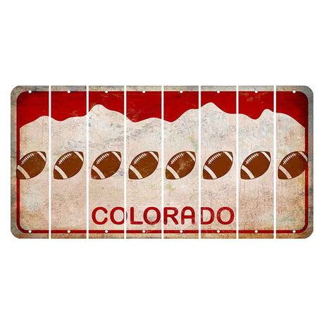 Colorado White|Red Mountains Cut License Plate Strips (Set of 8) Football