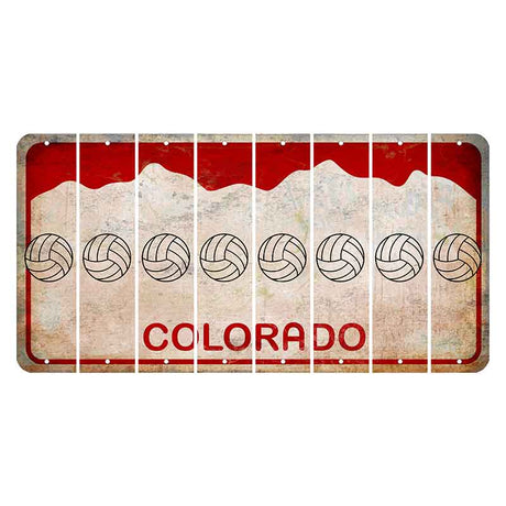 Colorado White|Red Mountains Cut License Plate Strips (Set of 8) Volleyball