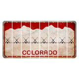Colorado White|Red Mountains Cut License Plate Strips (Set of 8) Hockey