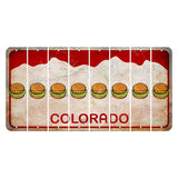 Colorado White|Red Mountains Cut License Plate Strips (Set of 8) Hamburger