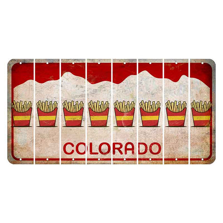 Colorado White|Red Mountains Cut License Plate Strips (Set of 8) French Fries