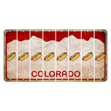 Colorado White|Red Mountains Cut License Plate Strips (Set of 8) Hotdog