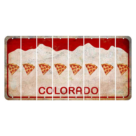 Colorado White|Red Mountains Cut License Plate Strips (Set of 8) Pizza
