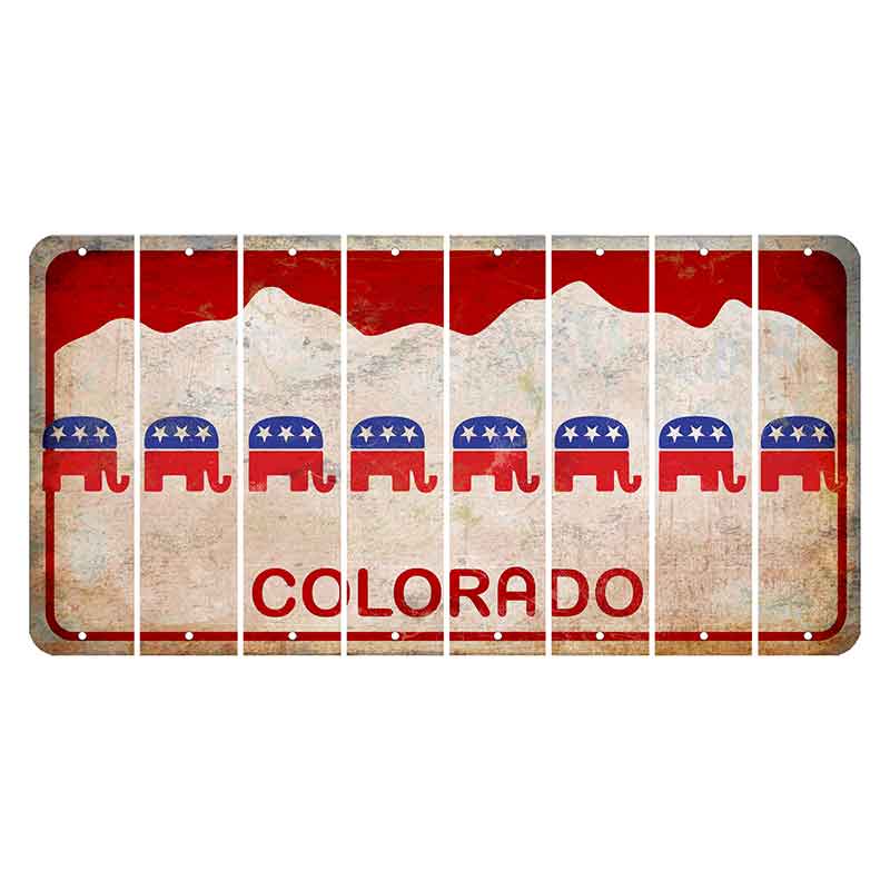 Colorado White|Red Mountains Cut License Plate Strips (Set of 8) Republican