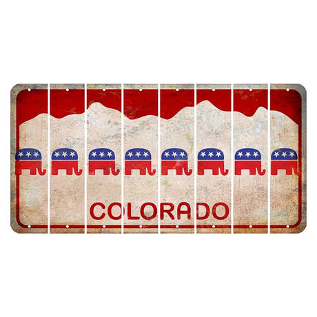 Colorado White|Red Mountains Cut License Plate Strips (Set of 8) Republican