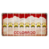 Colorado White|Red Mountains Cut License Plate Strips (Set of 8) School Bus
