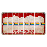 Colorado White|Red Mountains Cut License Plate Strips (Set of 8) LGBTQ Flag