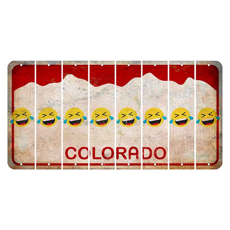 Colorado White|Red Mountains Cut License Plate Strips (Set of 8) Emoji - Laughing