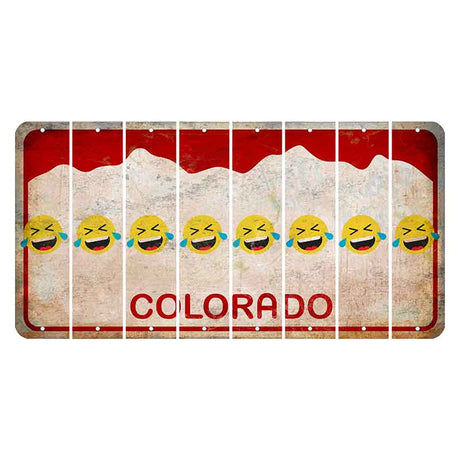 Colorado White|Red Mountains Cut License Plate Strips (Set of 8) Emoji - Laughing