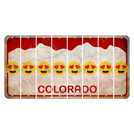 Colorado White|Red Mountains Cut License Plate Strips (Set of 8) Emoji - Heart Eyes
