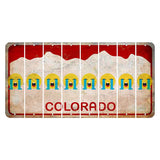 Colorado White|Red Mountains Cut License Plate Strips (Set of 8) Emoji - Crying