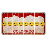 Colorado White|Red Mountains Cut License Plate Strips (Set of 8) Emoji - Winking