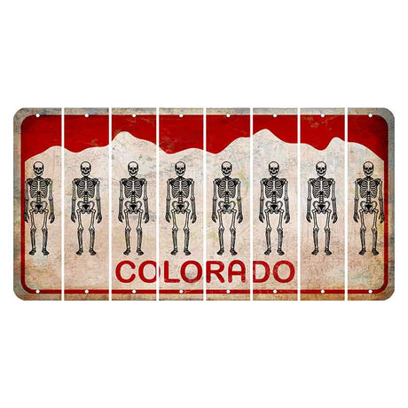 Colorado White|Red Mountains Cut License Plate Strips (Set of 8) Skeleton