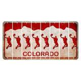 Colorado White|Red Mountains Cut License Plate Strips (Set of 8) Basketball Player