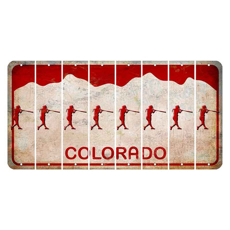 Colorado White|Red Mountains Cut License Plate Strips (Set of 8) Softball Batter