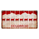 Colorado White|Red Mountains Cut License Plate Strips (Set of 8) Dairy Cow