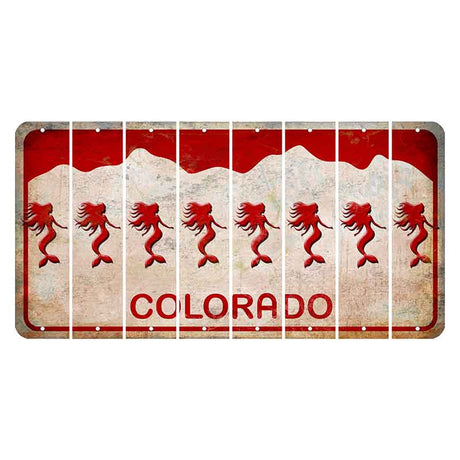 Colorado White|Red Mountains Cut License Plate Strips (Set of 8) Mermaid